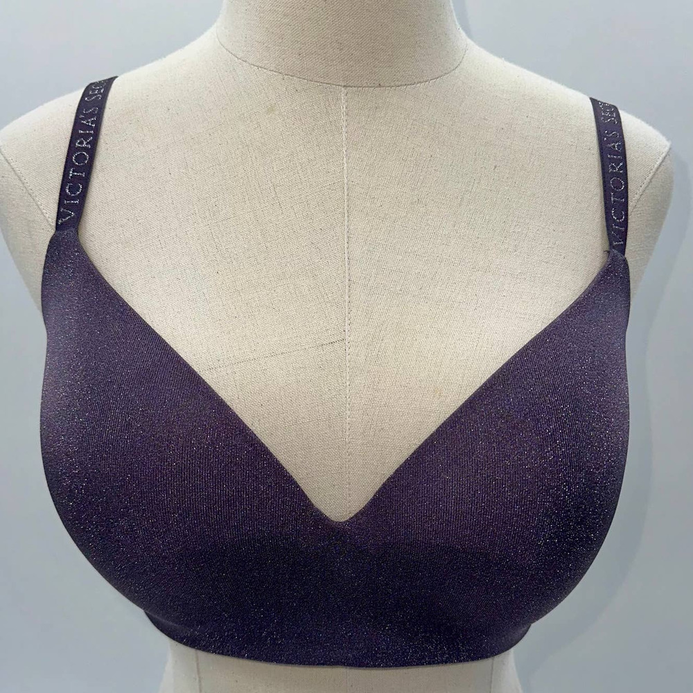 Victoria's Secret Purple/Silver Glitter T-Shirt Bra- 34DDD